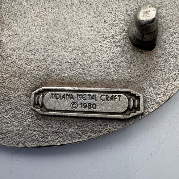 Vintage Indiana Metal Craft Belt Buckle Deer Forest Scene 1980 G297 - Picture 5 of 5